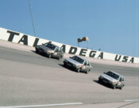 Le tre Saab 9000 impegnate nel test sul circuito americano di Talladega.
